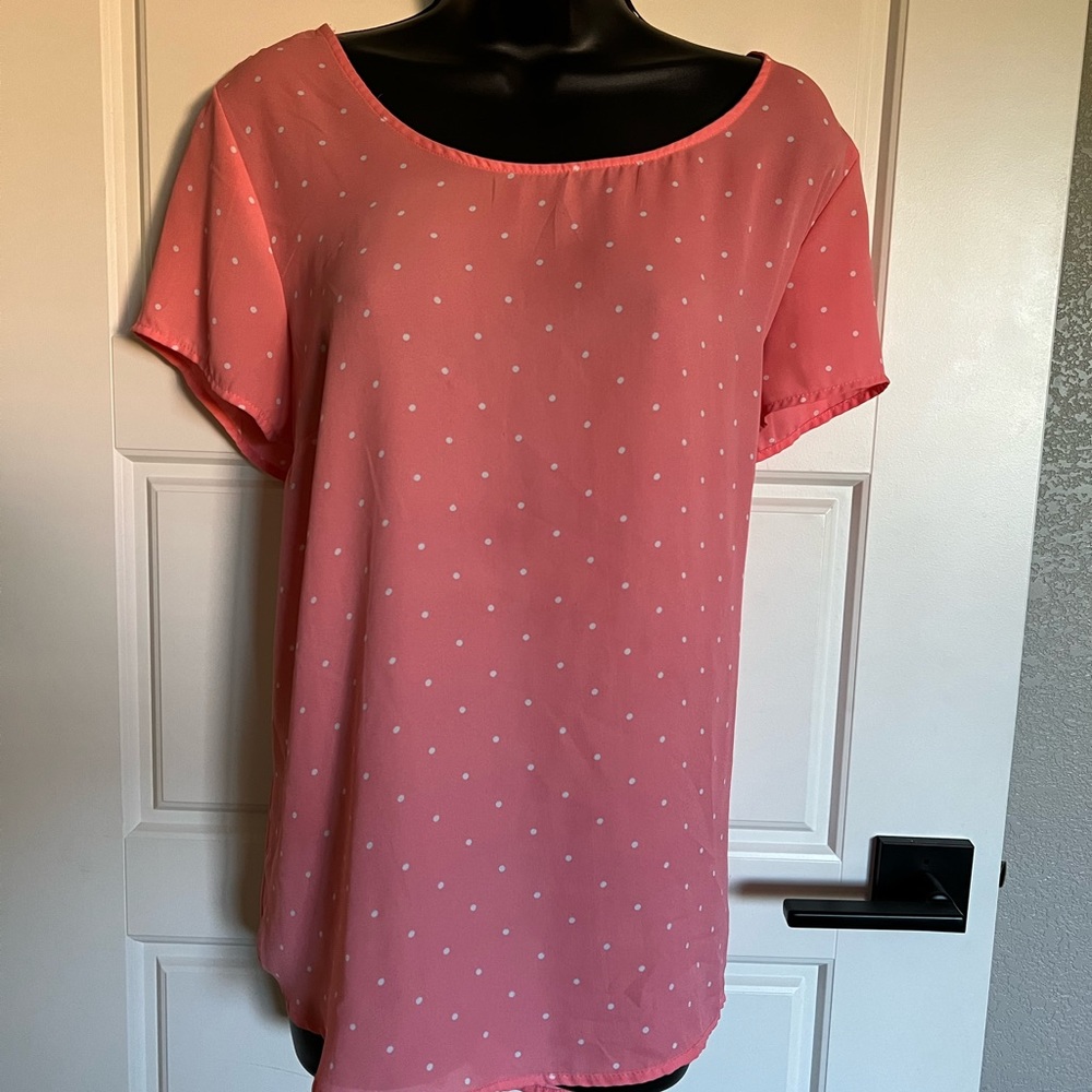 Salmon colored chiffon top